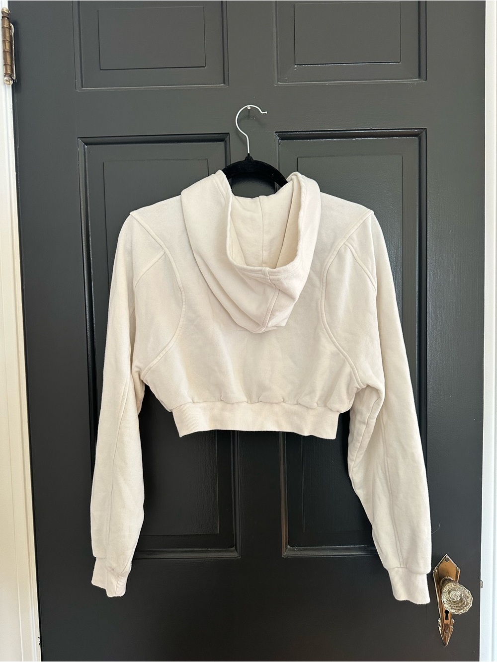 Alo Yoga Sweet Escape Zip Up Hoodie Ivory Cropped Full Zip Sweatshirt Small - Picture 5 of 14